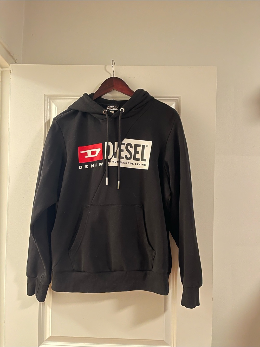 Diesel Black Hoodie with Red & White Logo